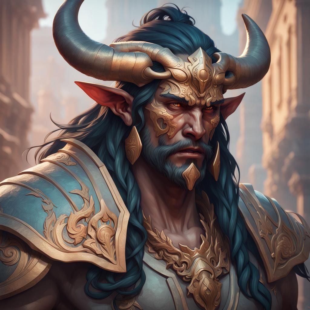 Minotaur Portrait in Art Nouveau Style