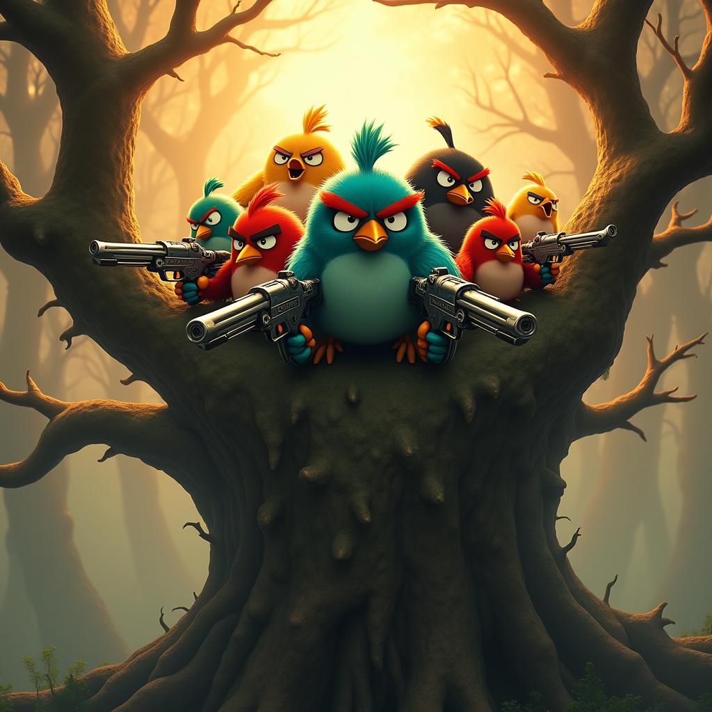 Angry Birds: High-Tech Warriors in Golden Light
