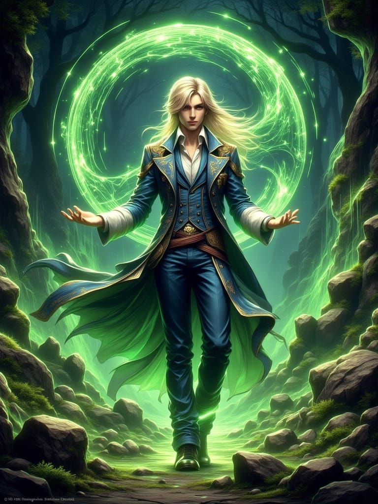 Victorian Earth Mage in Mystical Forest