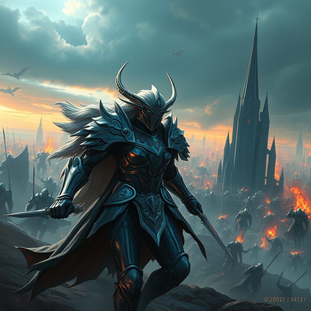 Heroic Valkyrie Leads Charge into Epic Fantasy Battle