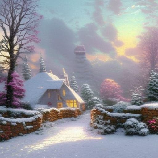 Ethereal Snowy Portrait in a Detailed Landscape