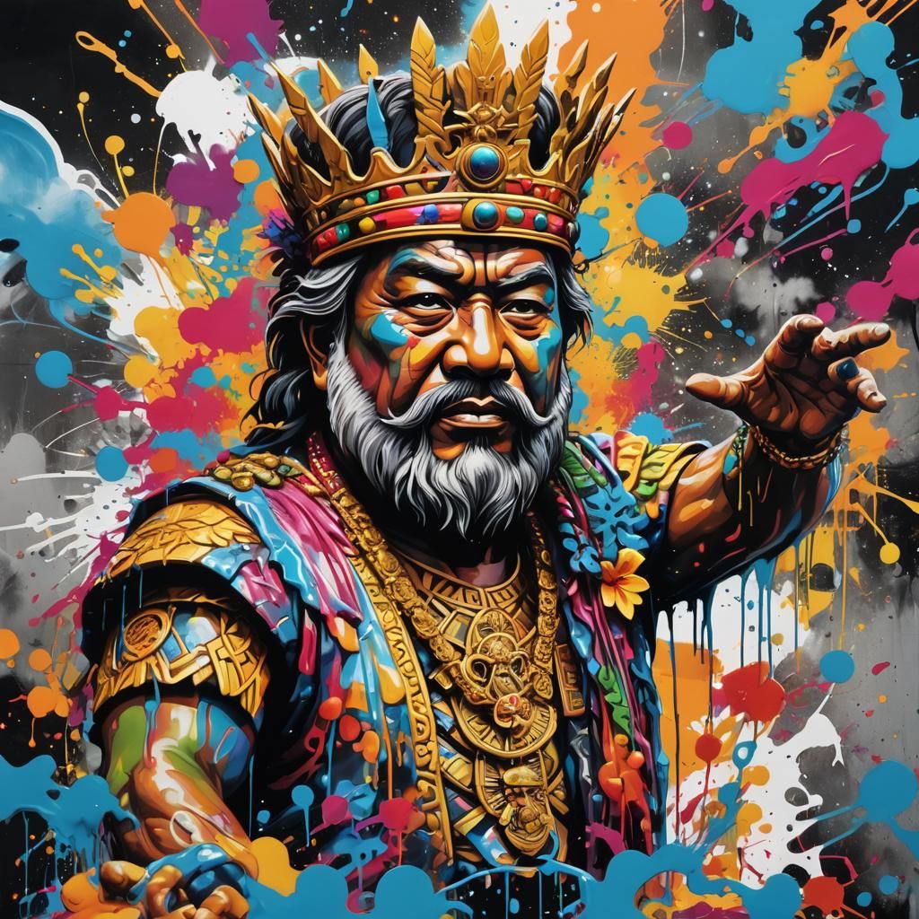 King Kamehameha in Graffiti Street Art Style