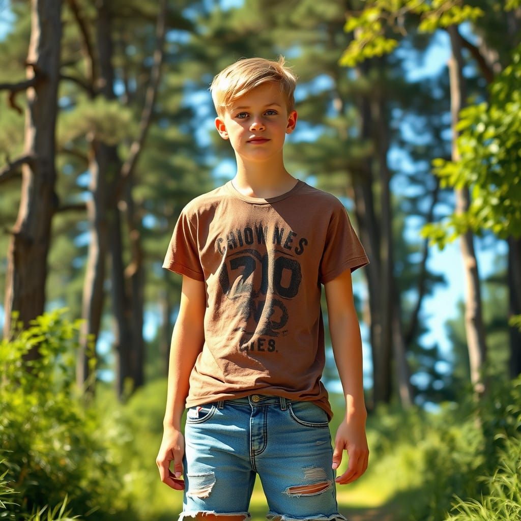 Lanky Teenager in Summer Landscape