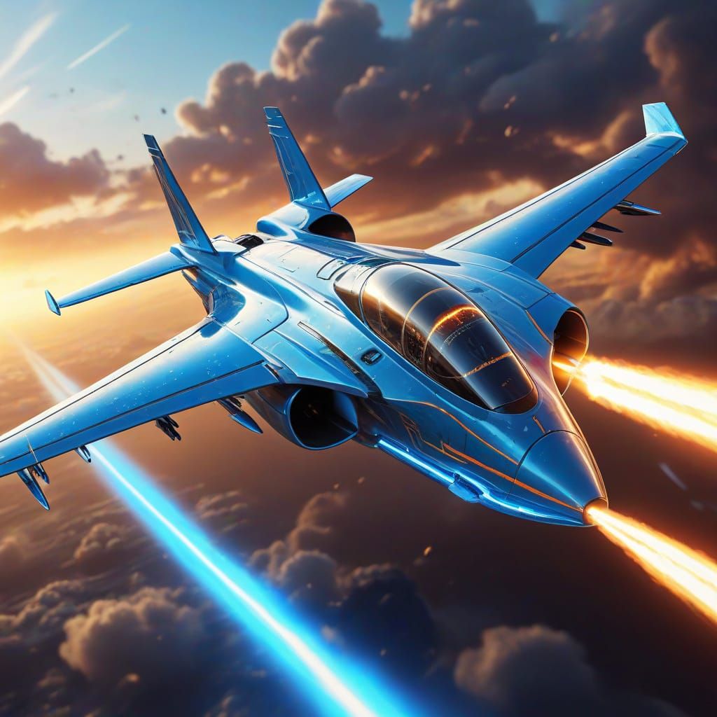 Futuristic Electric Jet Plane: Vibrant Digital Art