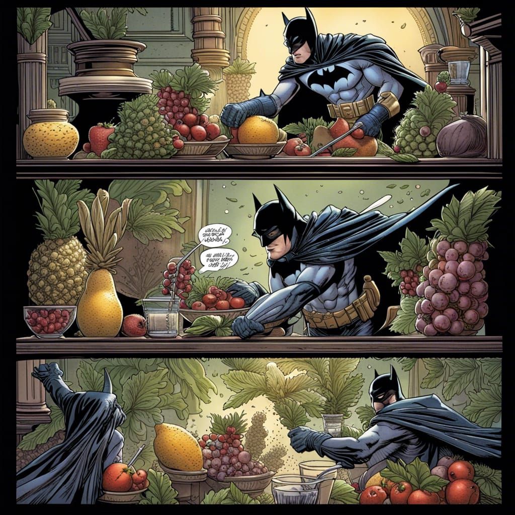 Batman's Dramatic Smoothie: A Comic Book Scene