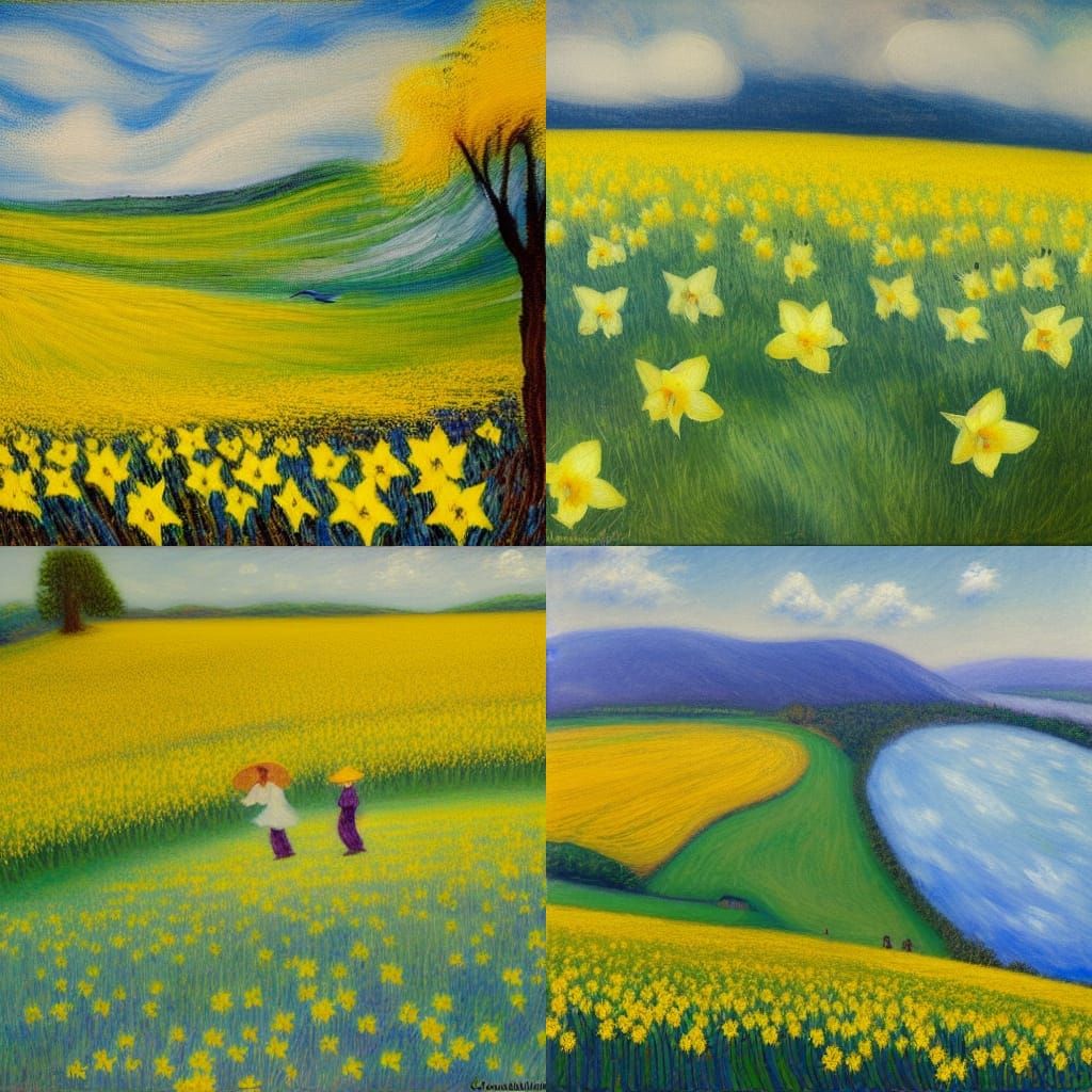 Golden Daffodils in Expressionist Impasto Painting