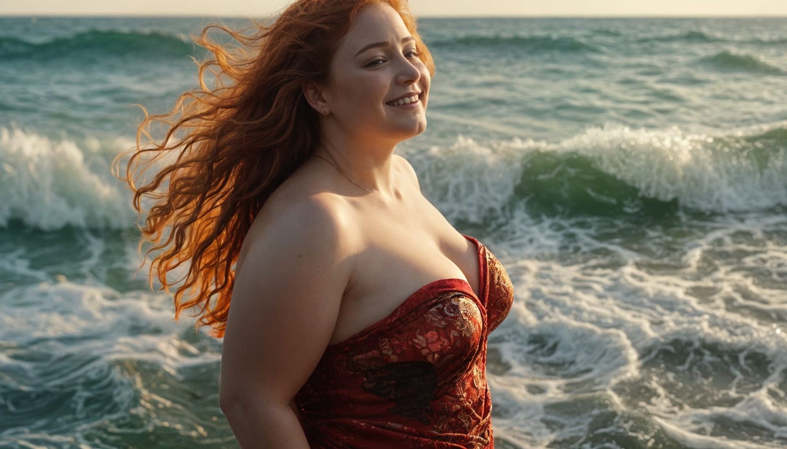 Curvy Redhead Venus Inspired by Botticelli