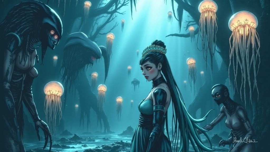 Jellyfish Princess Addresses Her Underwater Court