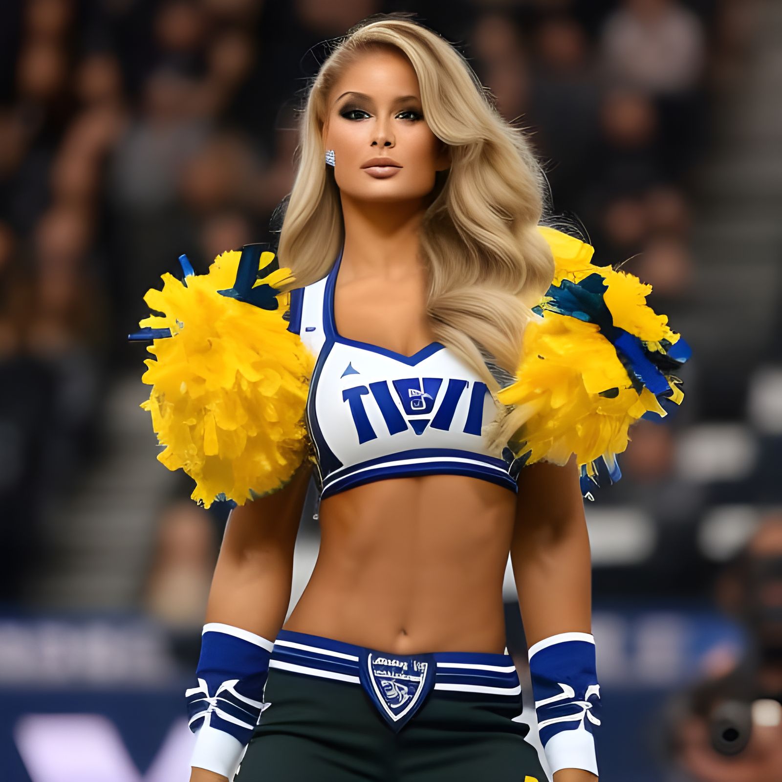 Athletic Cheerleader Posing with Wild Hair