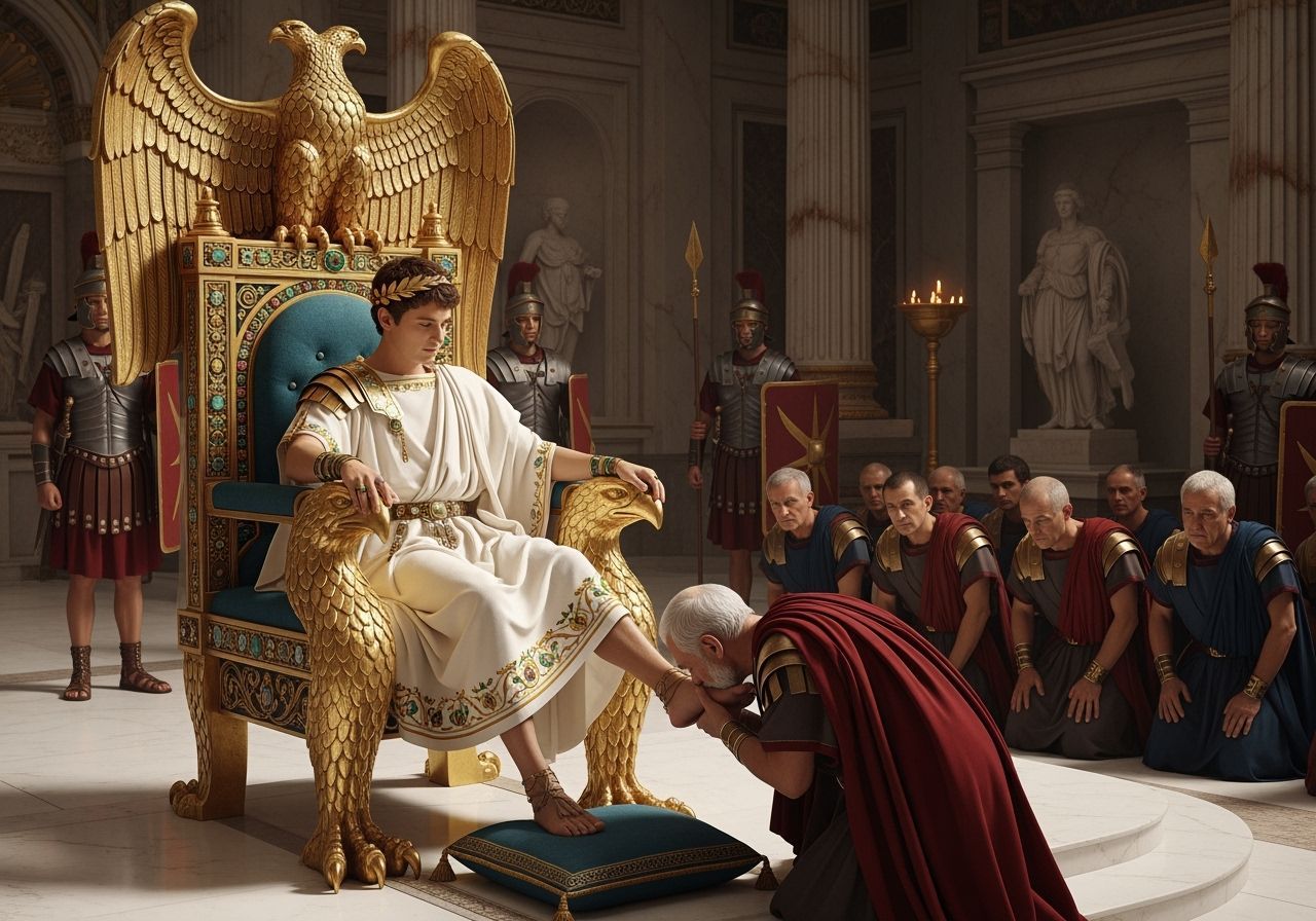 Emperor Nero on Extravagant Throne: Photo-Realistic Render