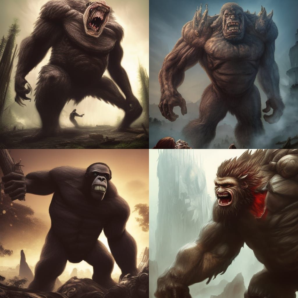 Chainsaw Man vs. Giant Gorilla: Dark Fantasy Art