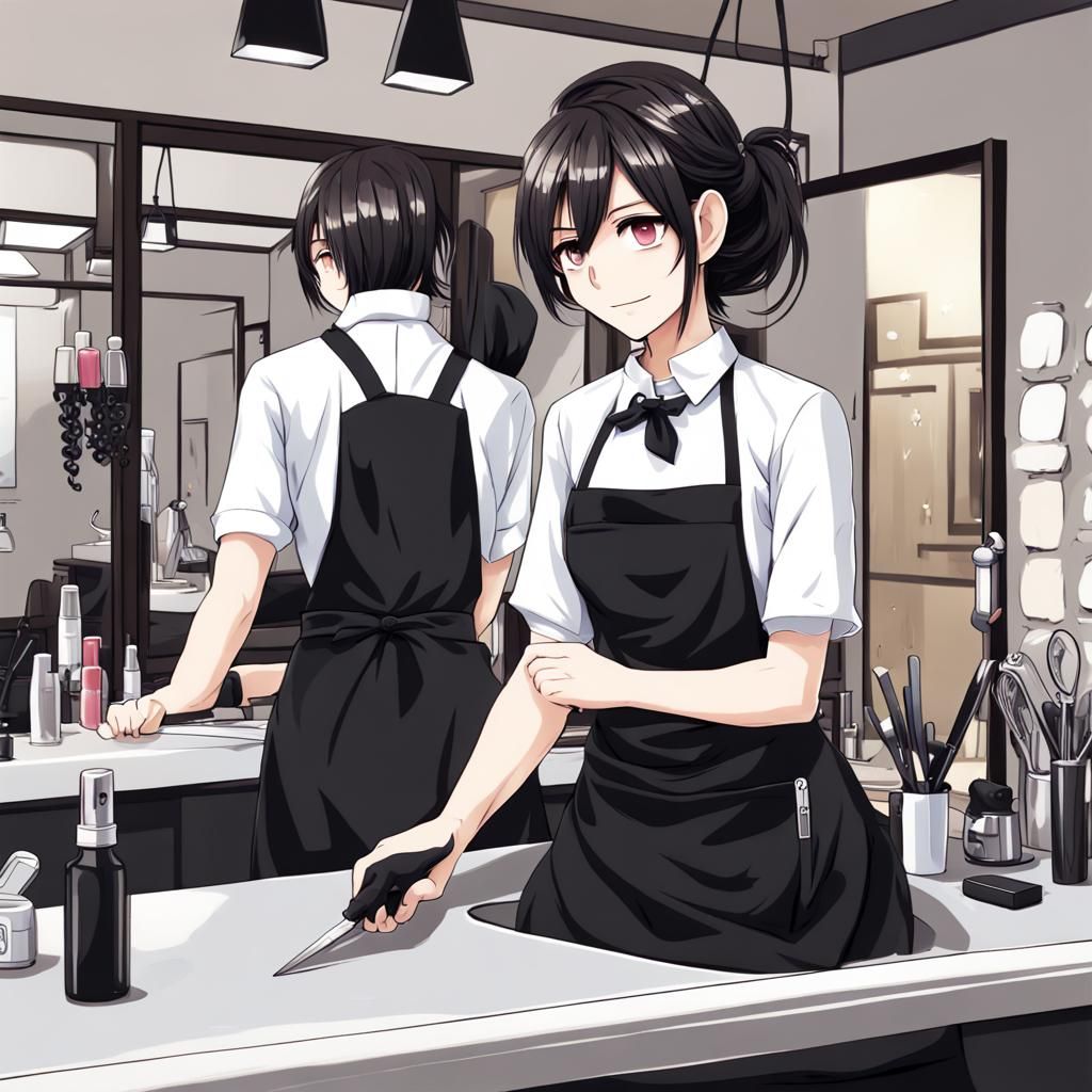 Anime Style Hairdresser in Salon