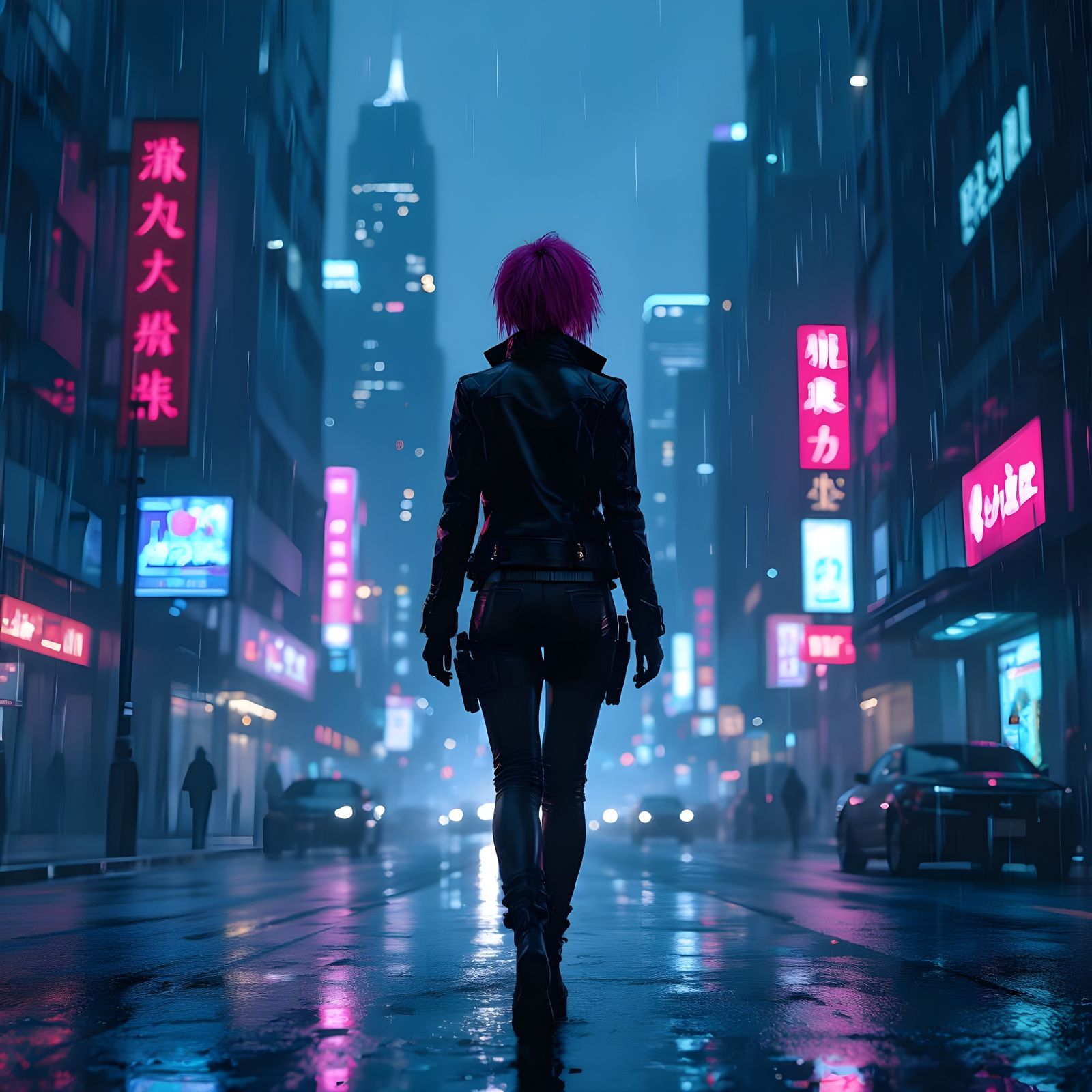 A lone female detective walking