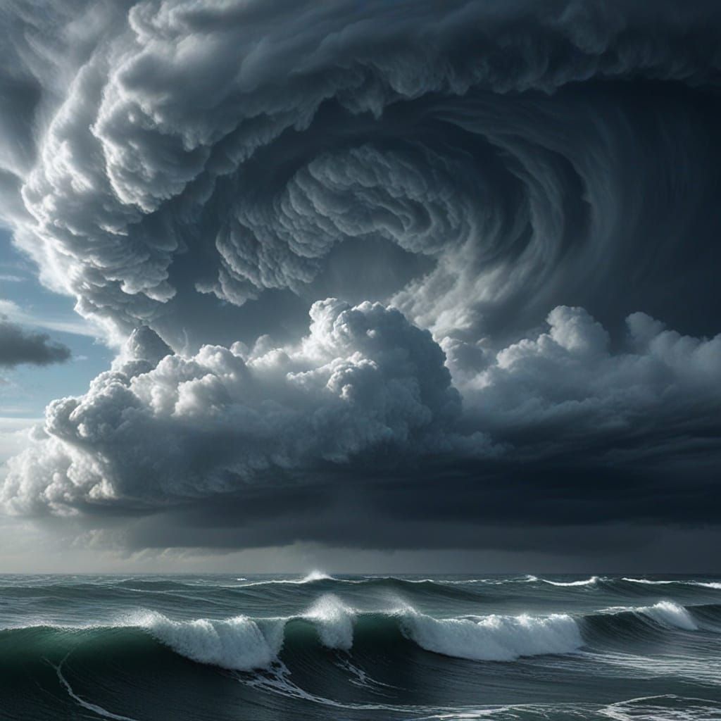 Cinematic Hurricane Cross Section Detailed Weather Art