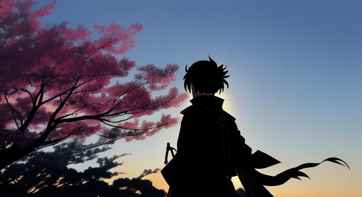 Silhouette Figure Art Made of Smoke in Anime Style