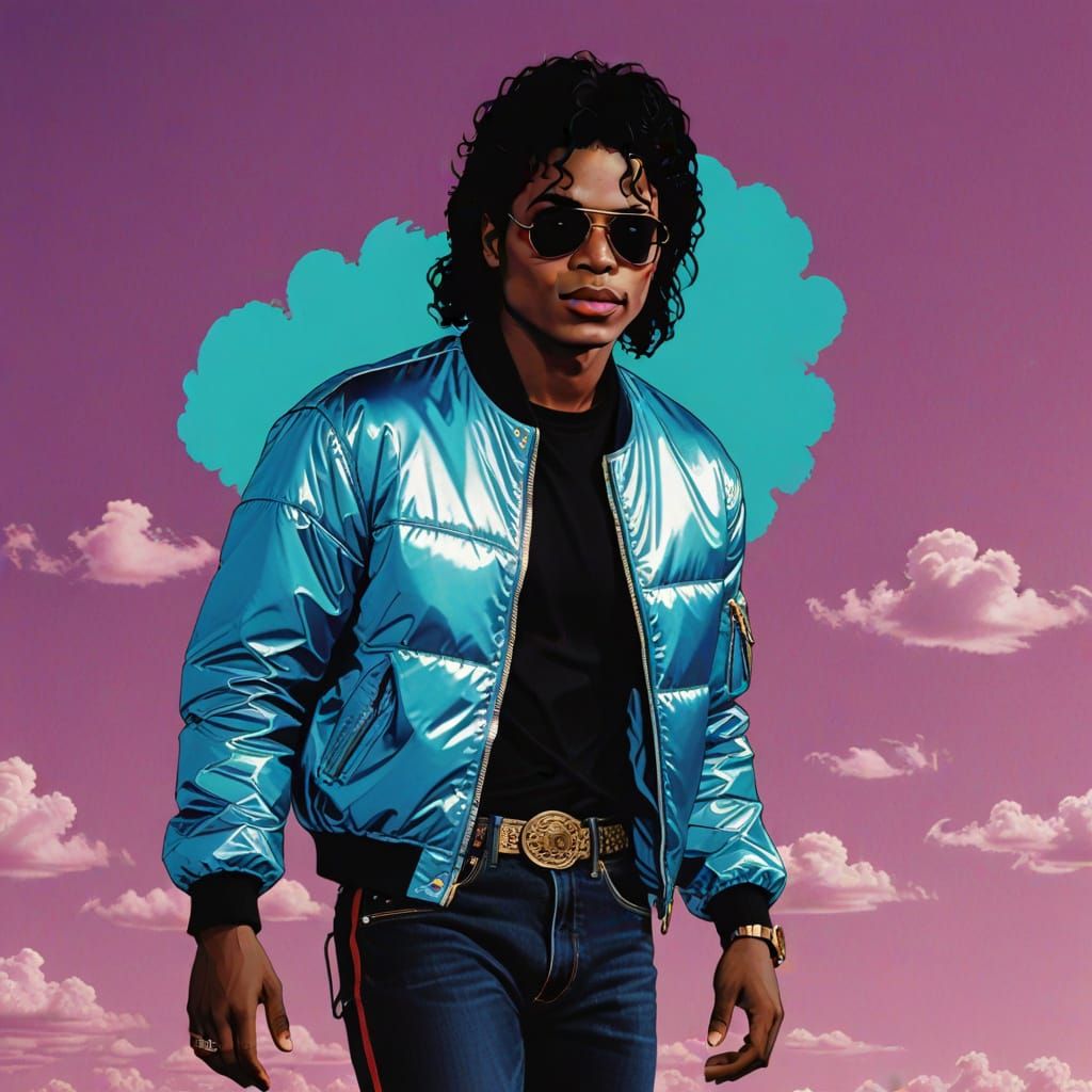 Michael Jackson Off the Wall in Vaporwave Style