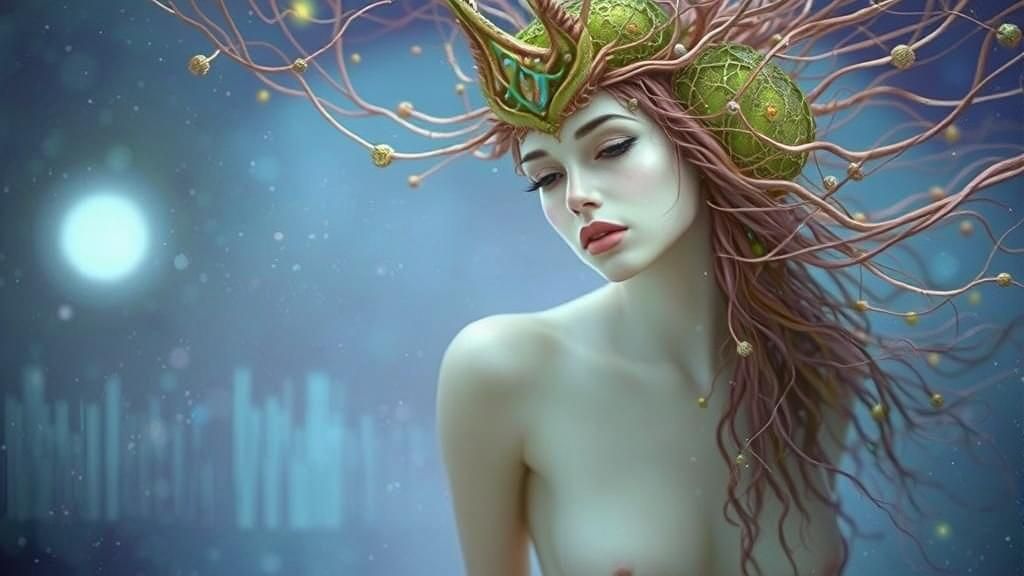 Phoenix in Mycelium Network: Surreal Forest Art