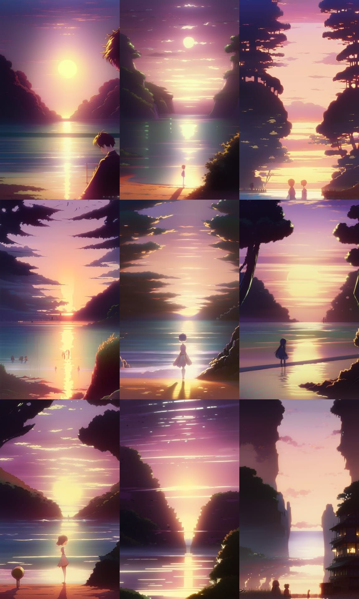 Beach Sunset in Studio Ghibli Style