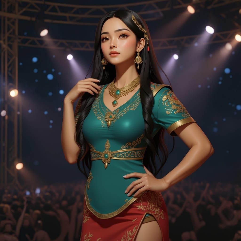 Beautiful Indian Woman Singing in 3D Anime Style