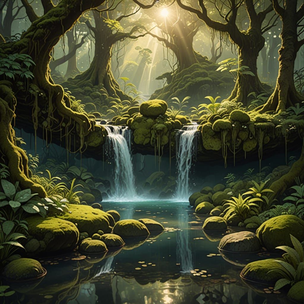 Enchanted Forest Sanctuary with Glowing Flora