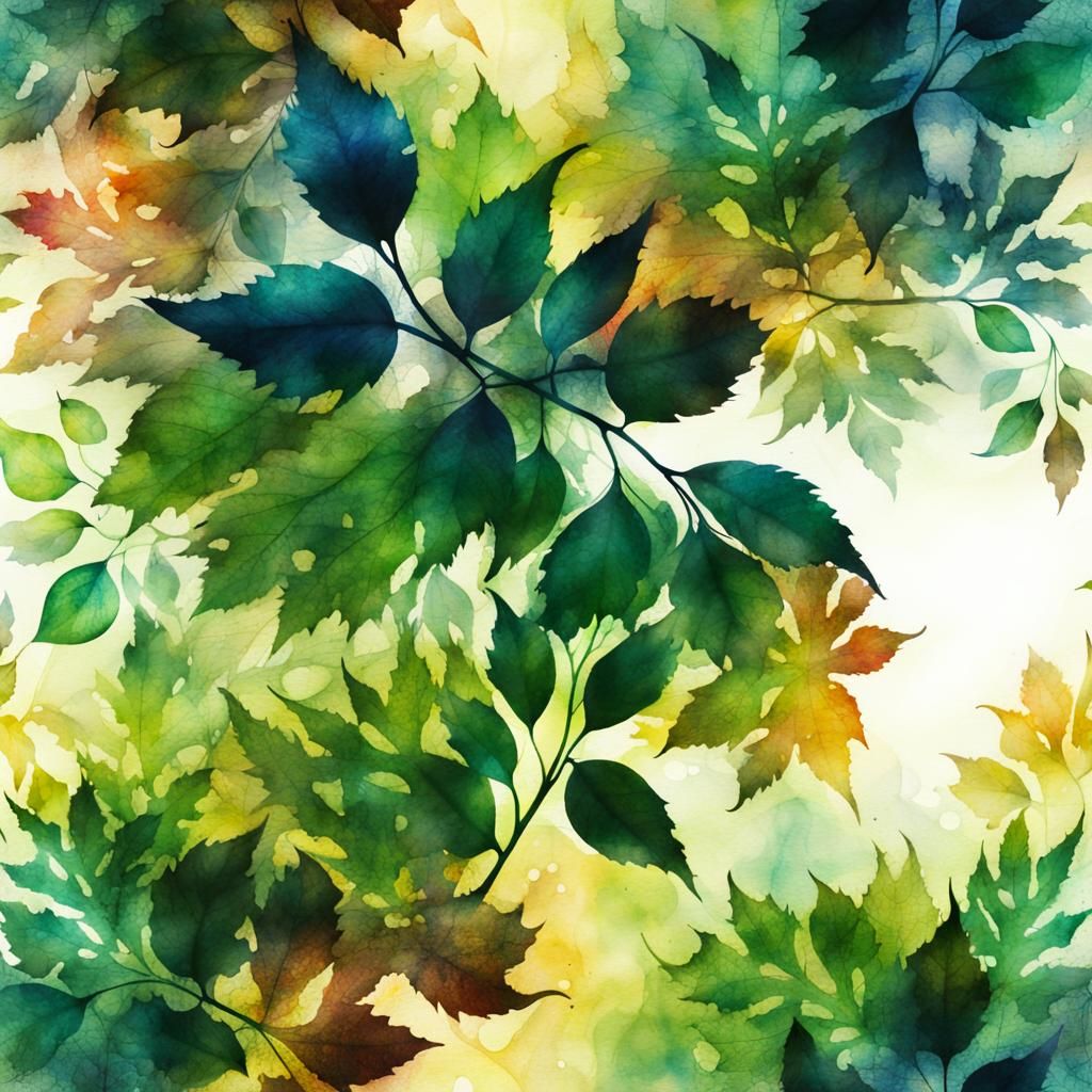 Fantasy Leaf Silhouette in Watercolor Style