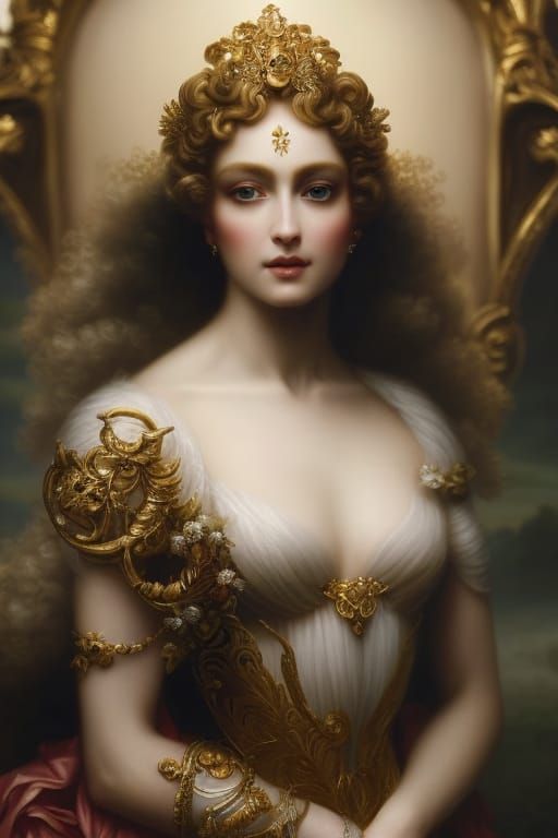 Goddess Hera in Baroque Rococo Style