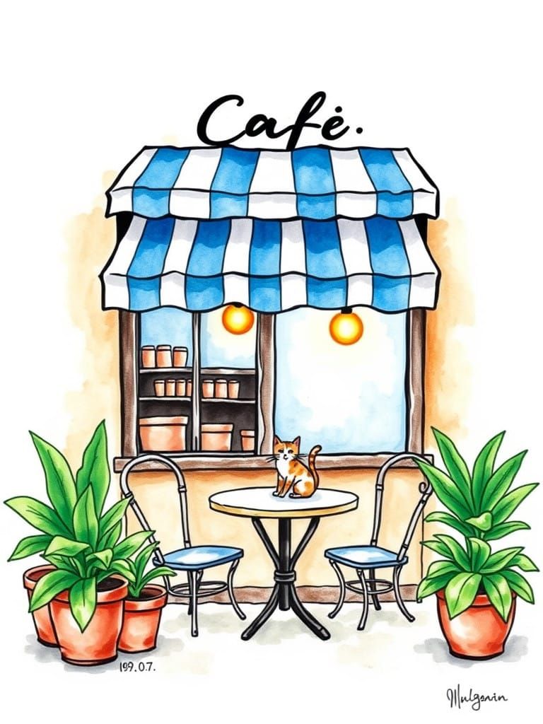 Watercolor Whimsy: Cat Café Booth