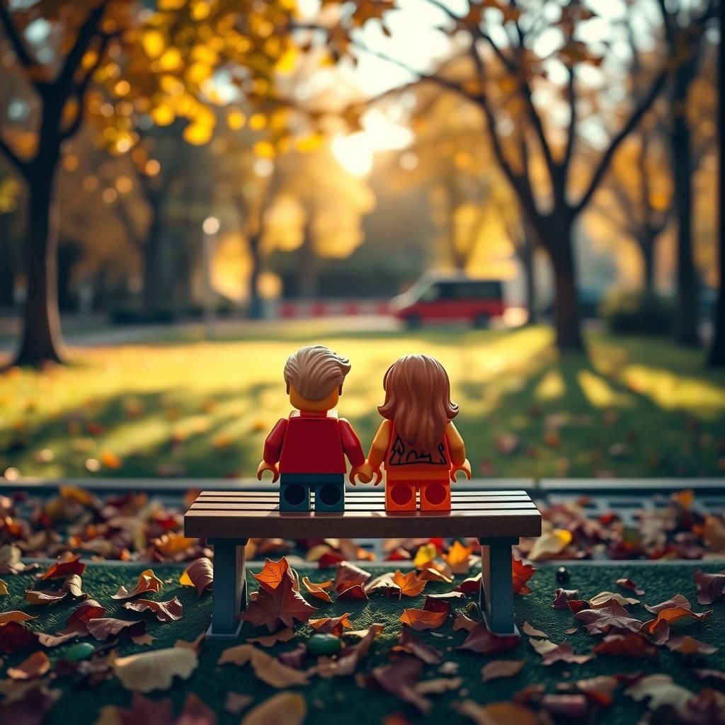 Lego Minifigures Enjoy Autumnal Park Scene