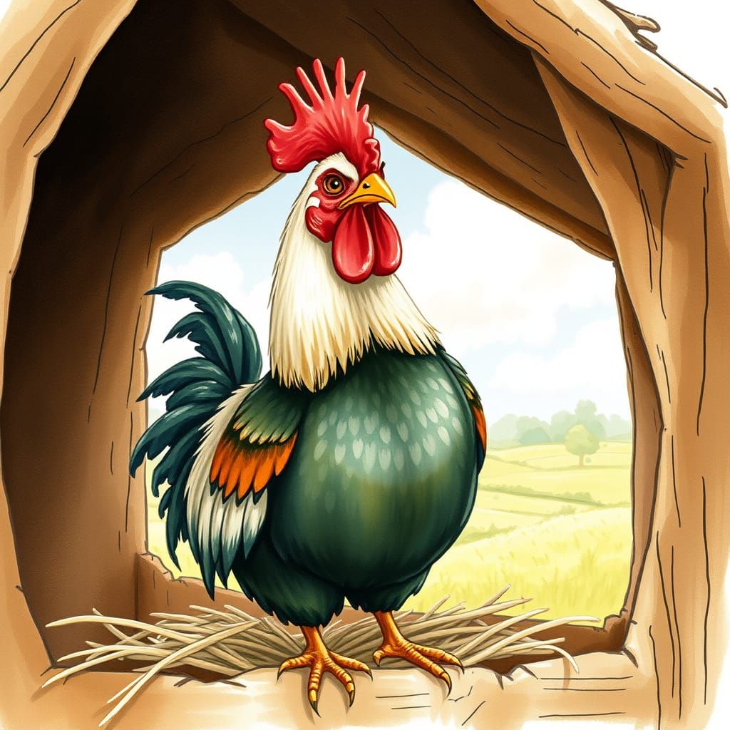 Confident Chicken Protects Her Roost with Fierce Demeanor