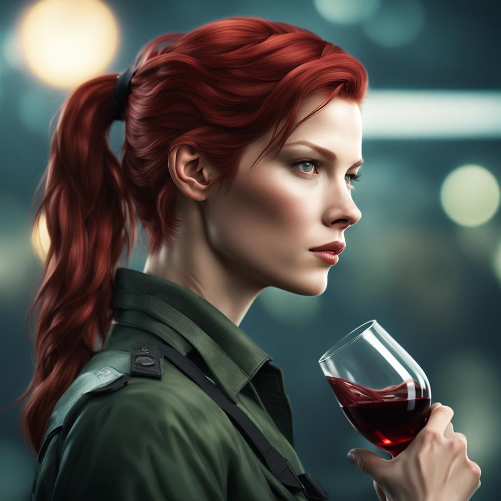 Photo-Realistic Woman with Red Hair, Professional Photograph...