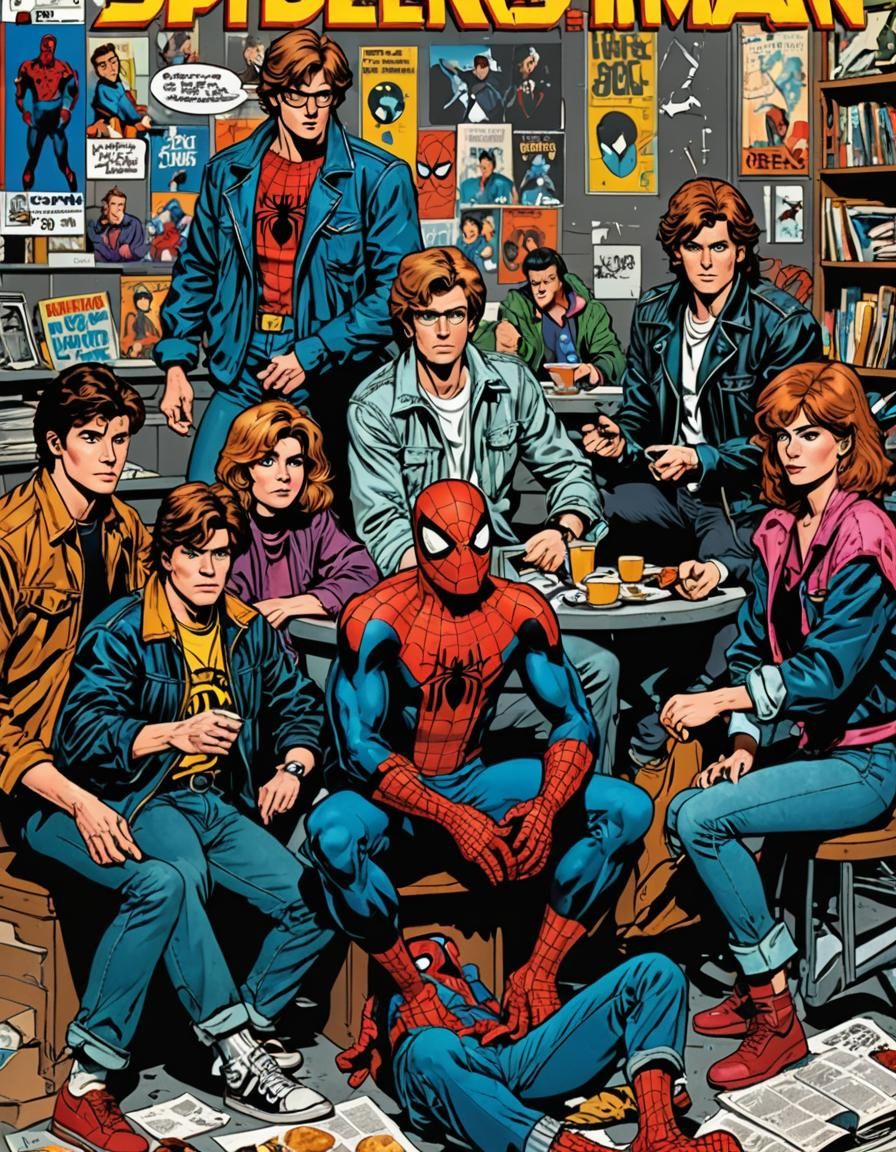 Spider-Man Comic Book Cover in 80s Style