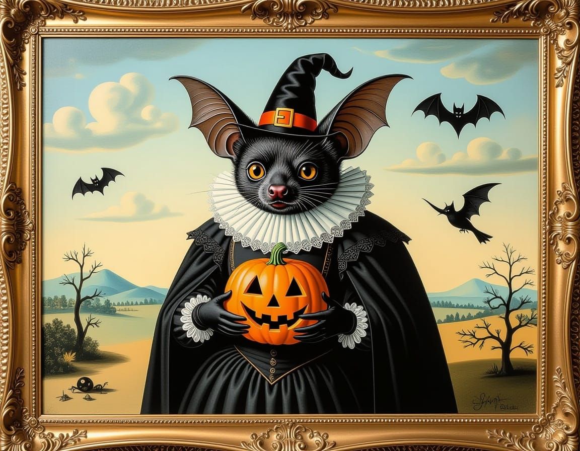 Halloween Bat in Surrealist Masterpiece