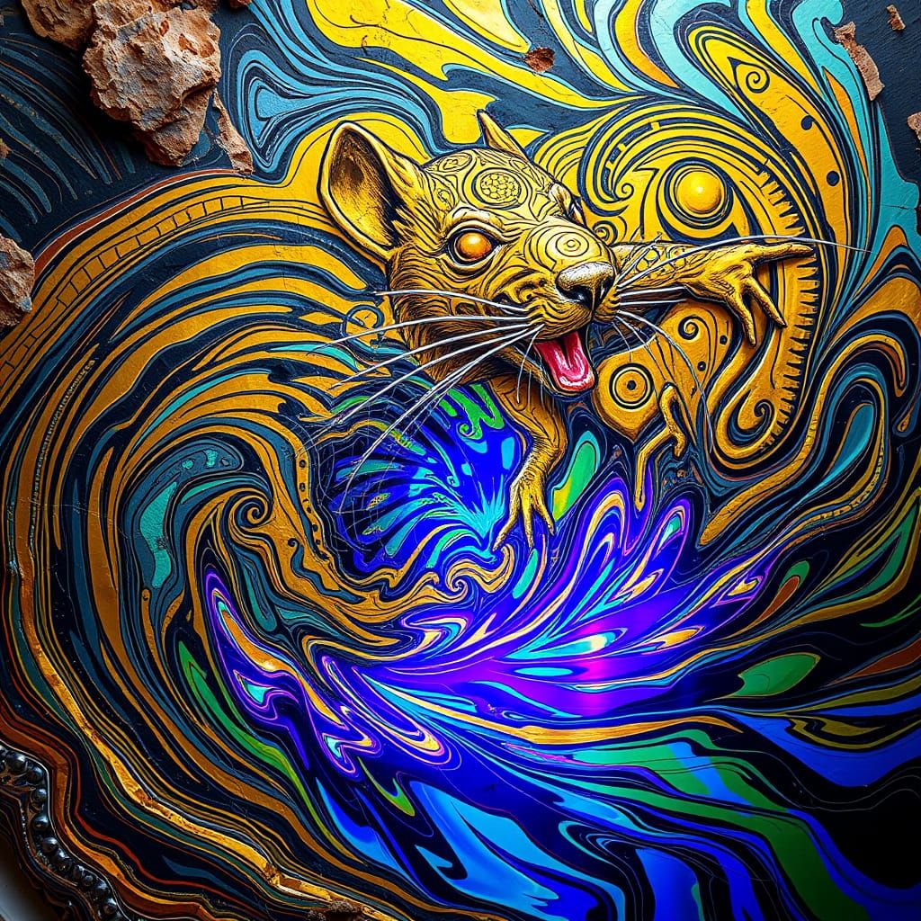 Gilded Rat King in Psychedelic Light