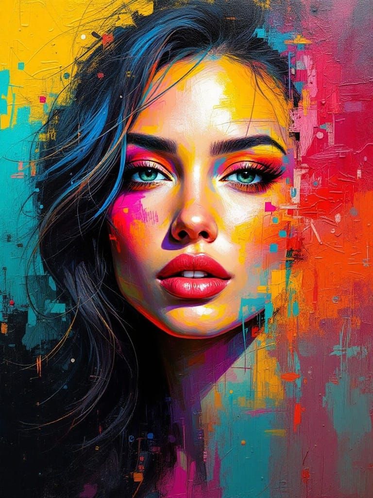 Expressive Woman Portrait in Neo-Impressionist Impasto Style