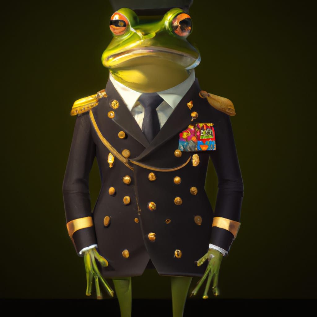 Frog President in Military Uniform