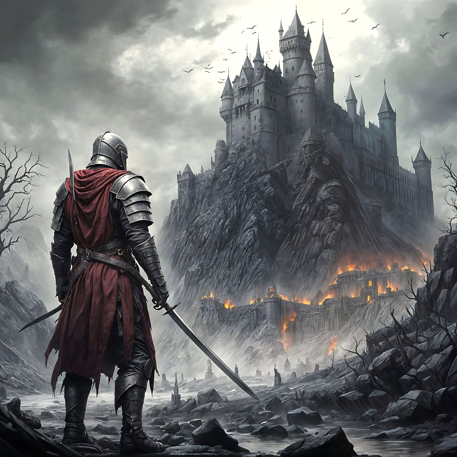 Fierce Warrior Movie Poster in Gritty Medieval Style