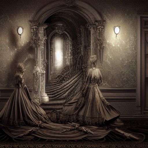 Haunted Masquerade Ball in Baroque Hyperrealism