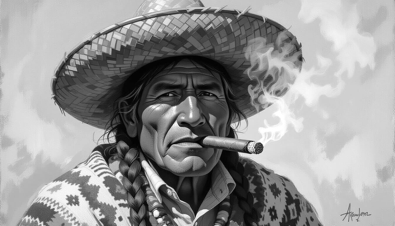 Andean Elder Smoking Cigarillo in Smoke