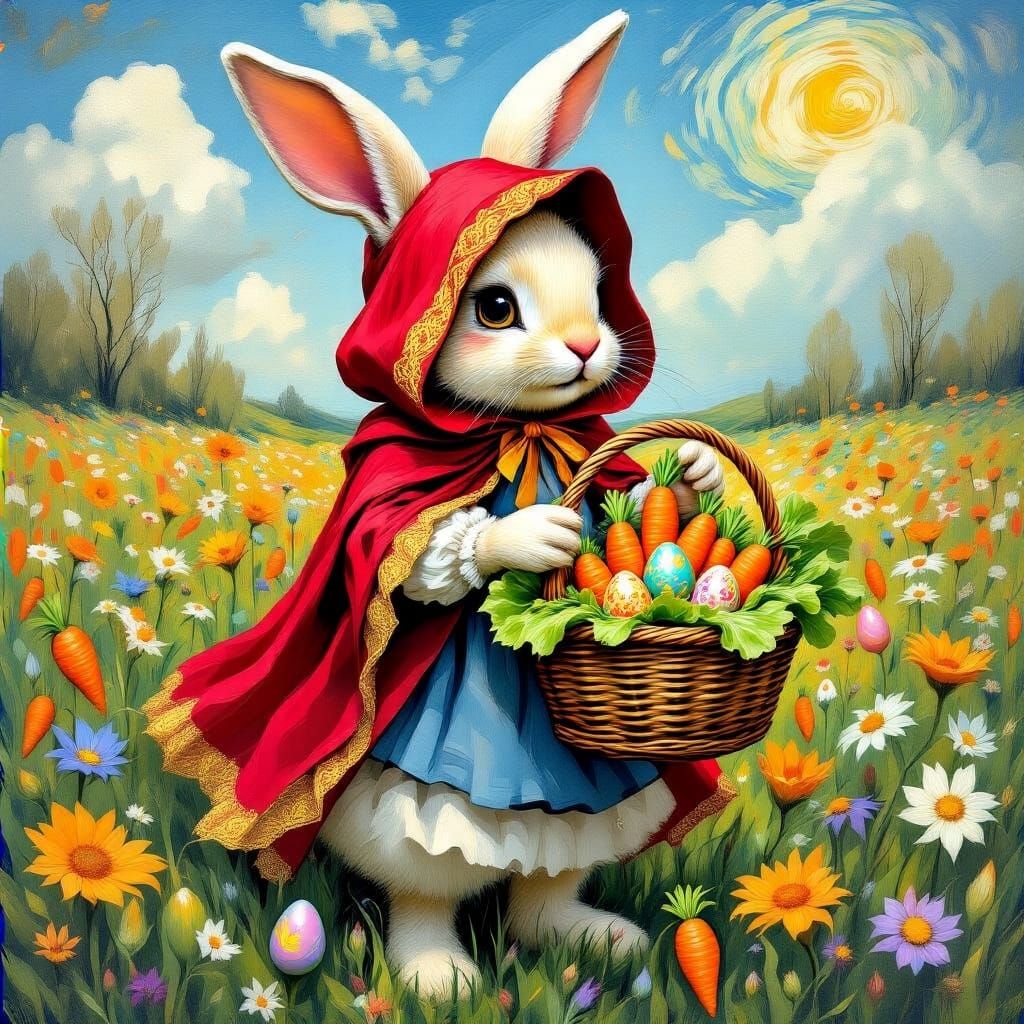 Easter Bunny in Whimsical Woodland Scene