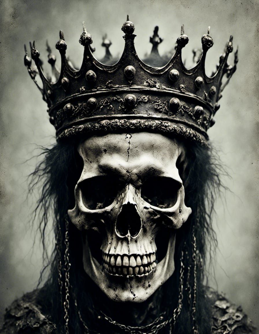 Skull King Portrait in Vintage Black and White