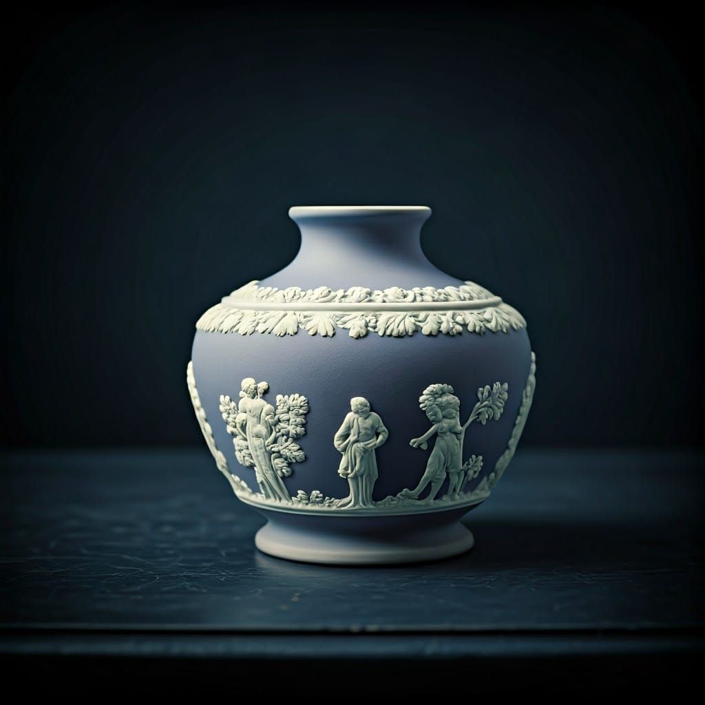 Ethereal Jasperware Vase in Lilac and Green Relief