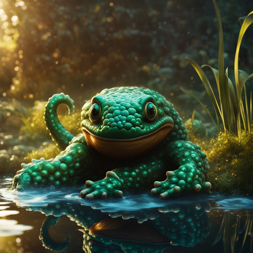 Kraken Pet Plays Fetch in Fantasy Pond