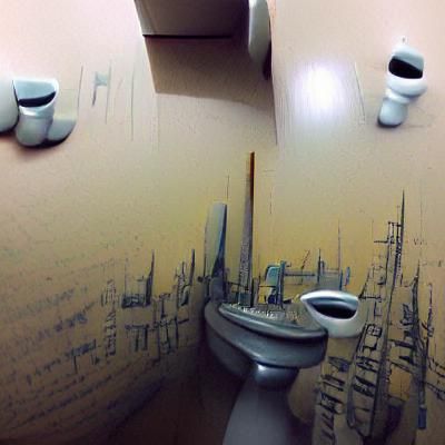 Detailed Matte Painting of a Toilet