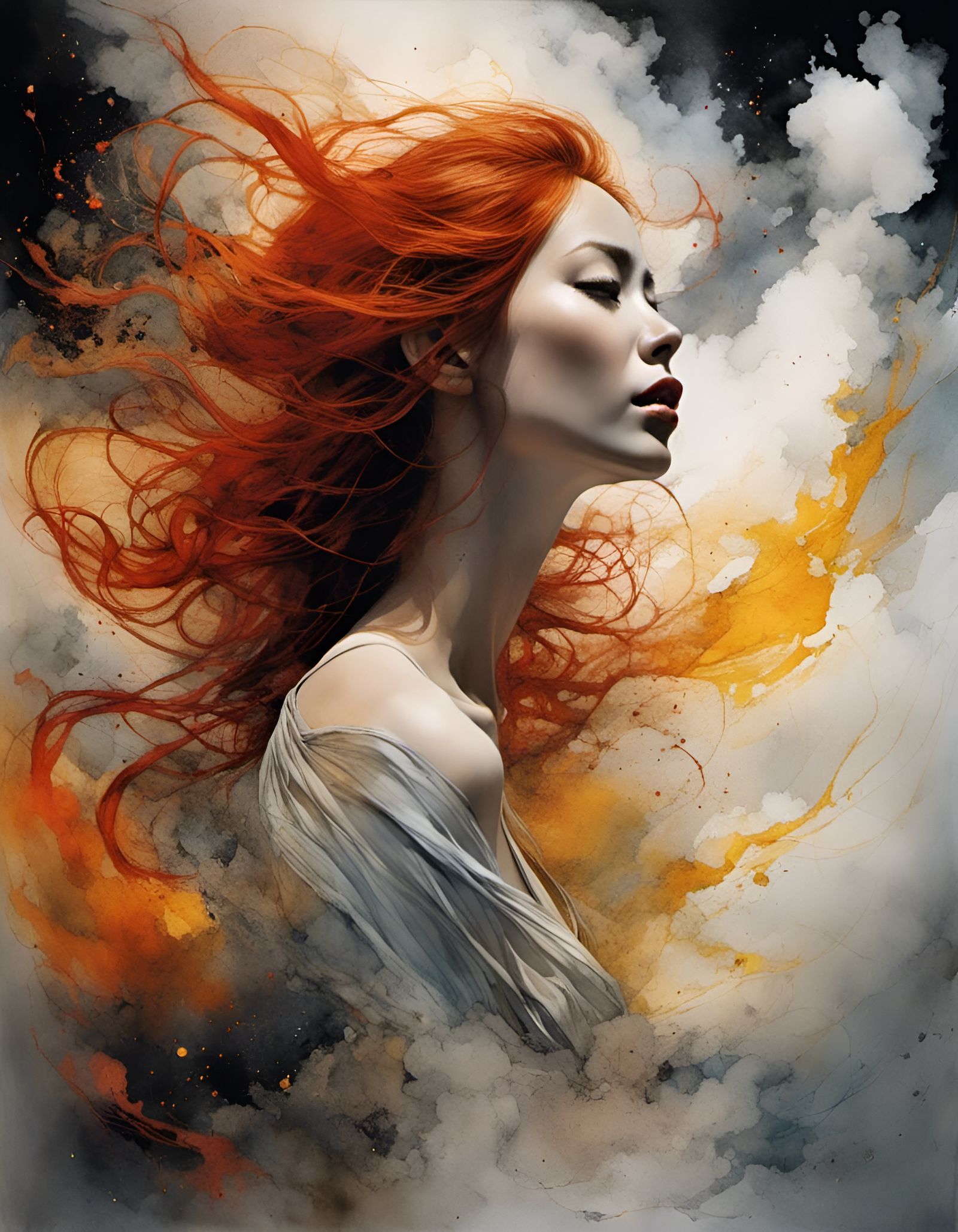 Ethereal Woman in Smoke: A Digital Masterpiece