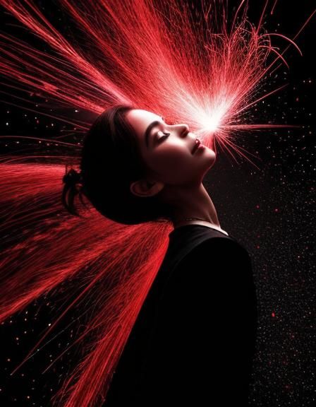 Magical Red Pencils Floating in Air with Lightning