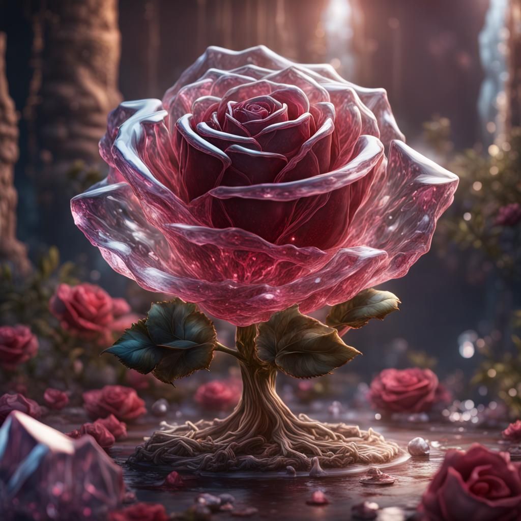 Detailed Crystal Rose Fantasy Concept Art