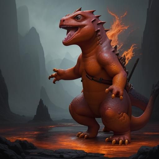 Detailed Matte Painting of Charmander in 8k