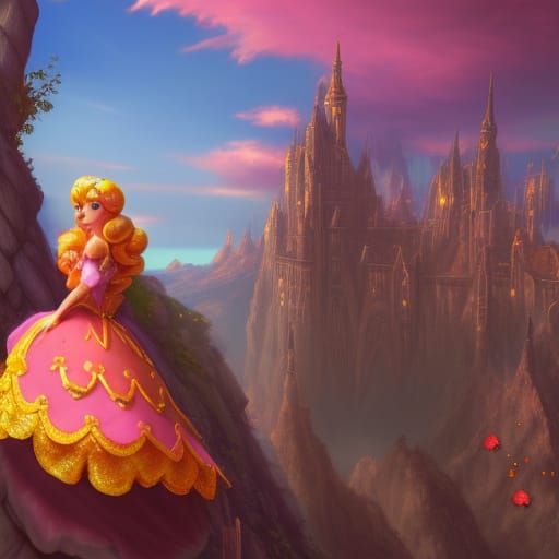 Princess Peach: Detailed Matte Painting in 8k