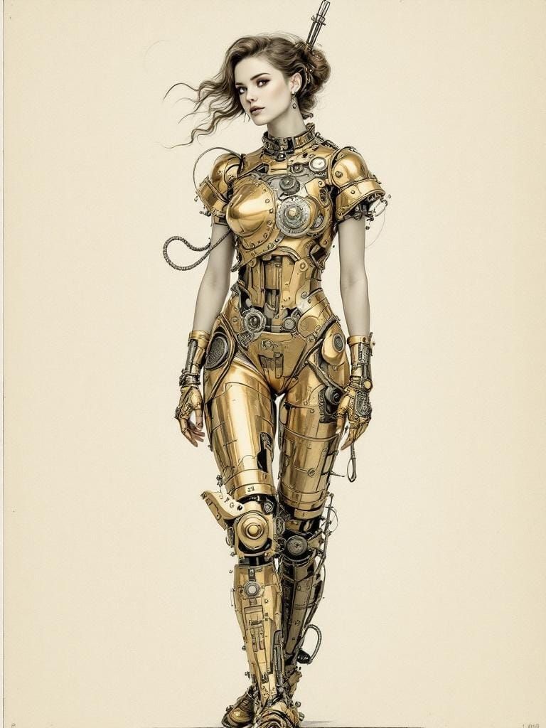 Futuristic Pin-Up in Dürer-Haeckel Style