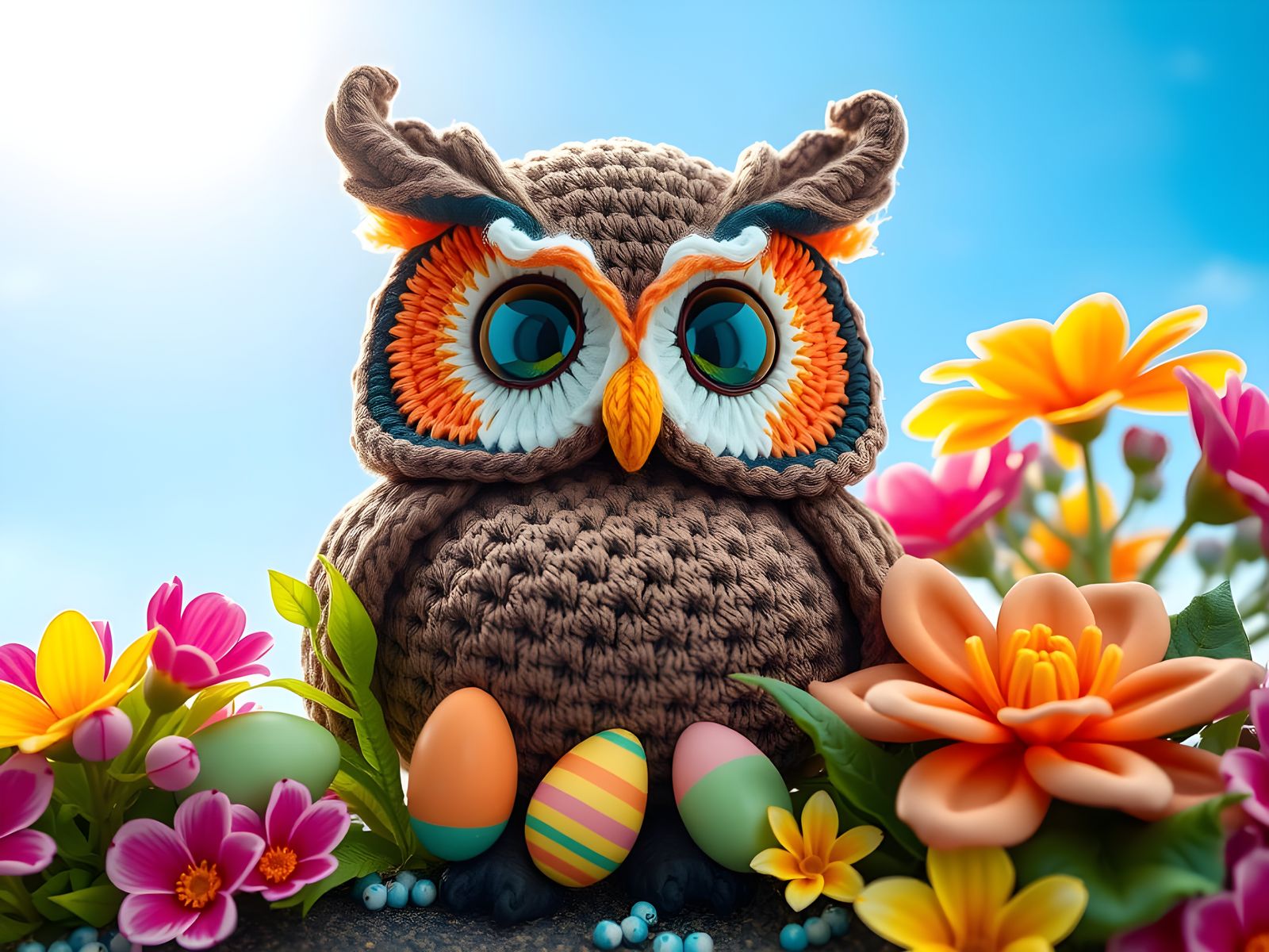 Gilded Easter Owl Radiates Joy in Whimsical Rainforest